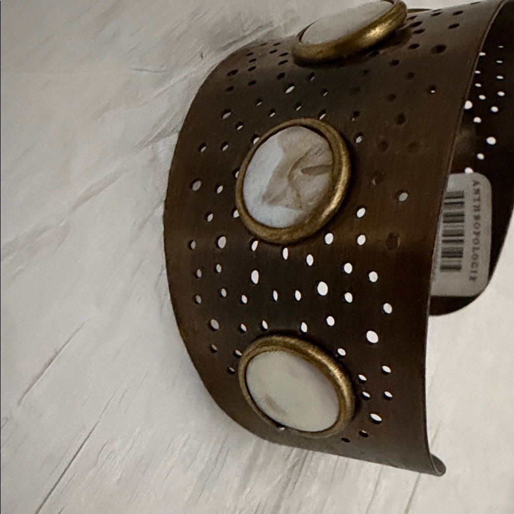 Anthropologie Bronze and Cream Cuff Bracelet - Picture 3 of 4